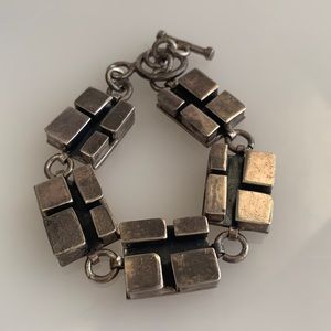 Silver bracelet geometric box Mexican easy close